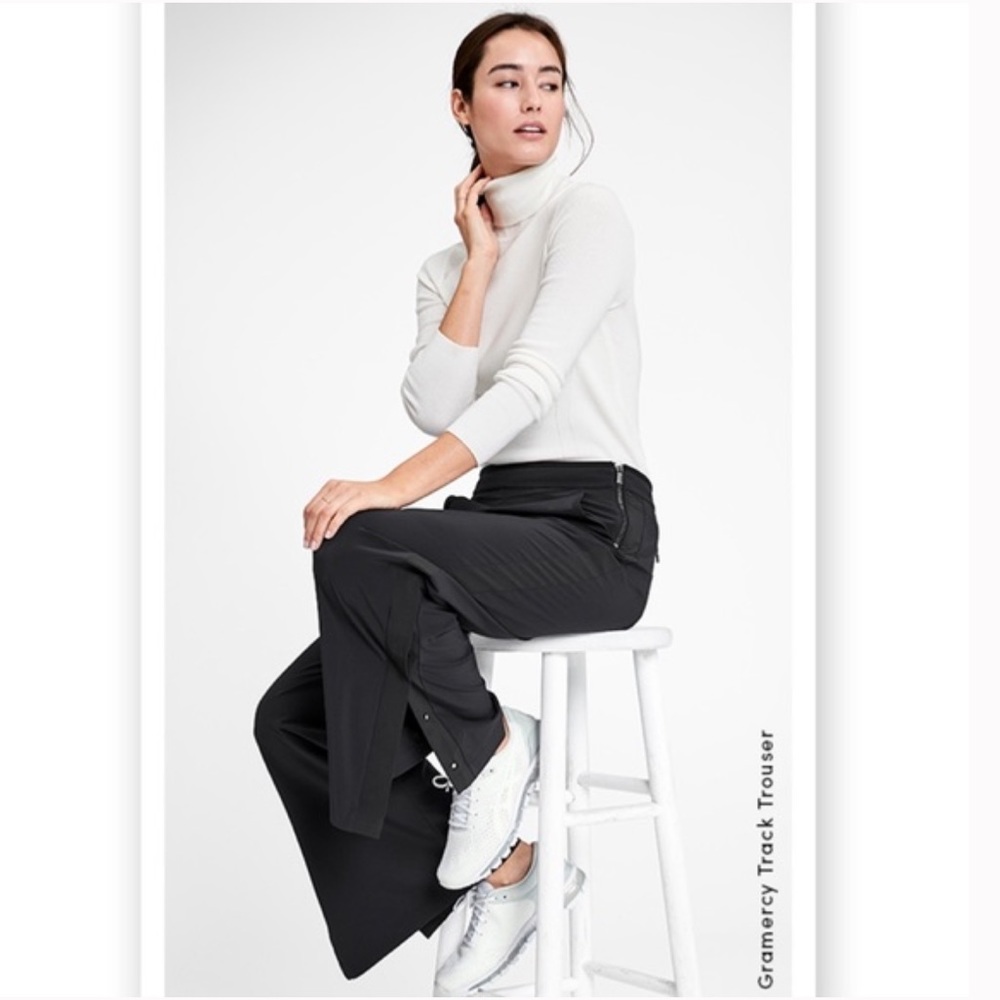 Athleta Gramercy Snap Wide Leg Black Track Trouser